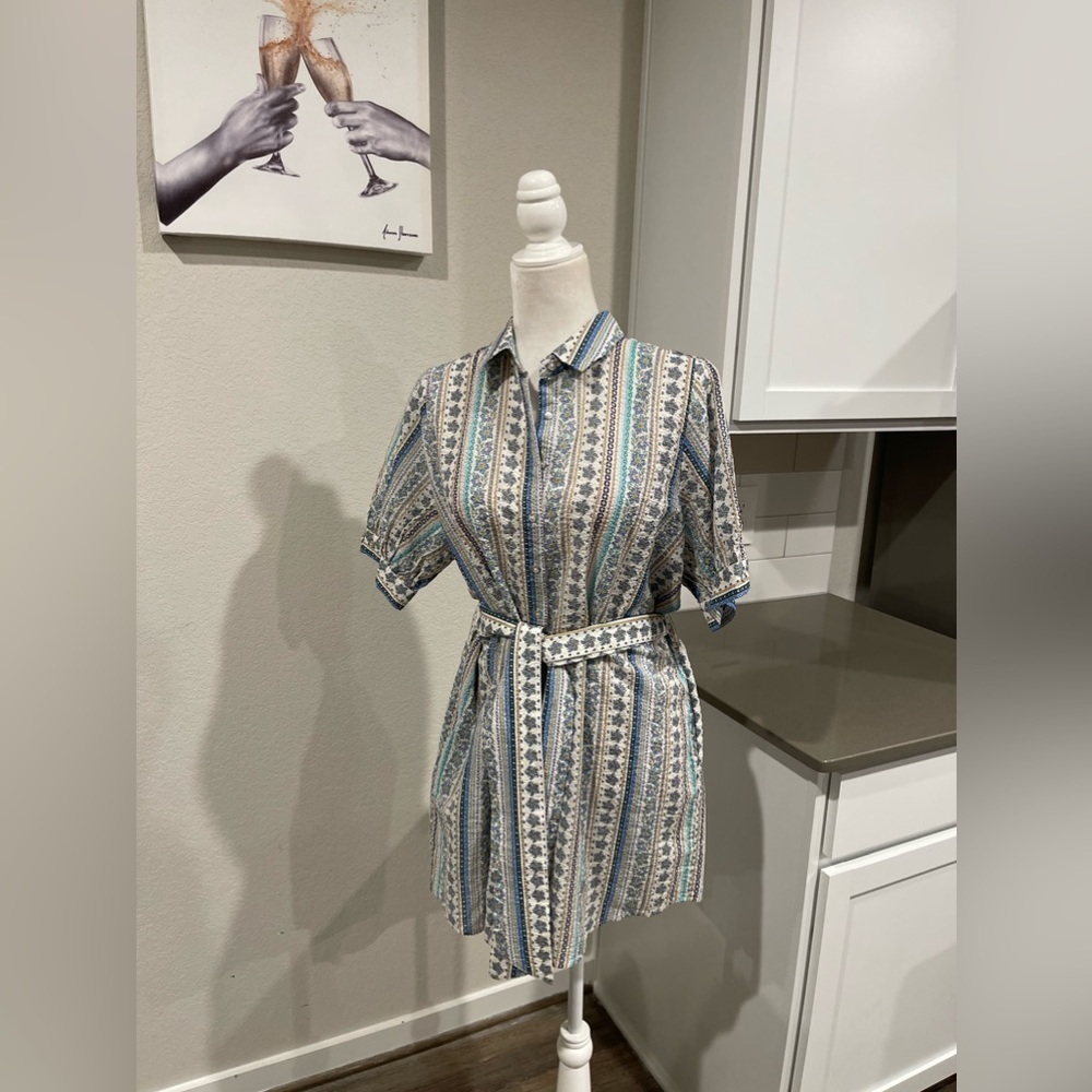 NWT Sundays Murphy floral print shirt dress with tie waist - Picture 3 of 10